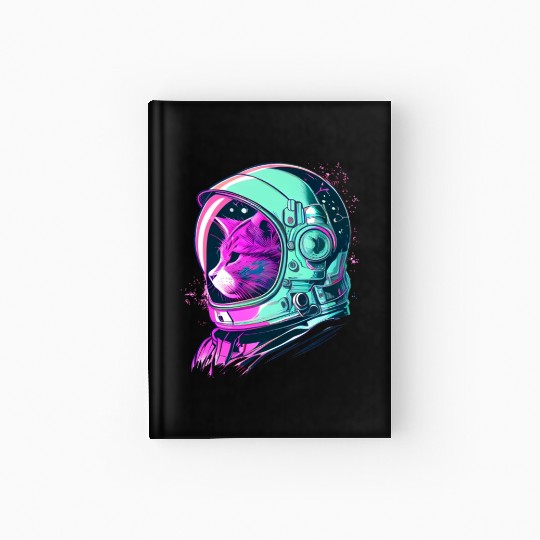 Aesthetic Vaporwave Space Cat 80s 90s Astronaut Hardcover Journal