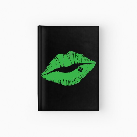 Lips Shamrock Hardcover Journal, St Patricks Day Presents