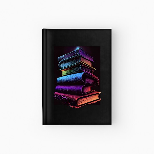 Synthwave Book Stacks Design - Retro Vibes Hardcover Journal