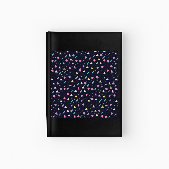 90s Navy + CMYK Bus Seat Retro Geometric Pattern Hardcover Journal