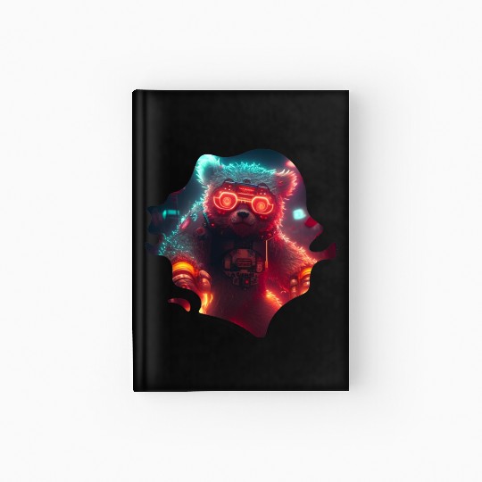 Cool Mecha Grizzly with Cyborg Steampunk Style Hardcover Journal