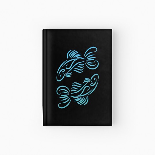 Pisces Zodiac Fish Water Sign Blue Green Hardcover Journal