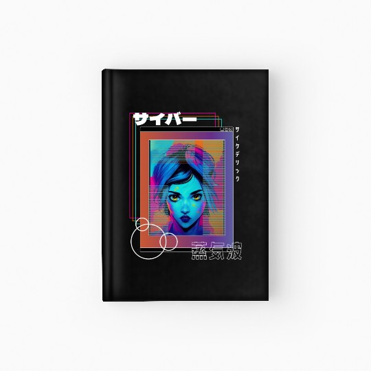 Psychedelic Cyberpop Japanese Vaporwave Aesthetic Hardcover Journal