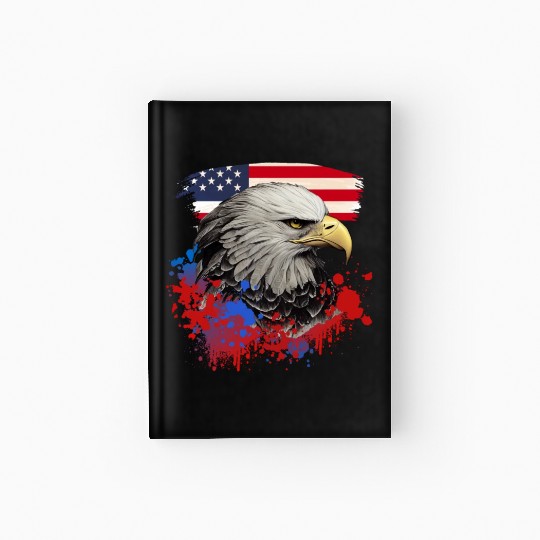 Bald Eagle Patriotic American Bird US Flag Hardcover Journal