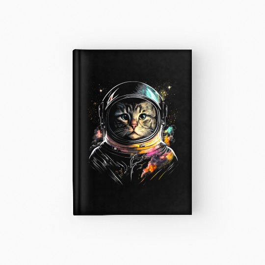 Space Cat on Galaxy Cat Lover Hardcover Journal