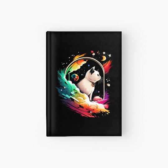 Space Cat on Galaxy Cat Lover Hardcover Journal