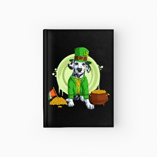 Dalmatian Puppy, Irish Flag, Gold, Shamrock Dog St Hardcover Journal