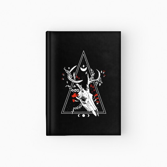 Gothic Deer Skull Moon Phase Witch Occult Hardcover Journal