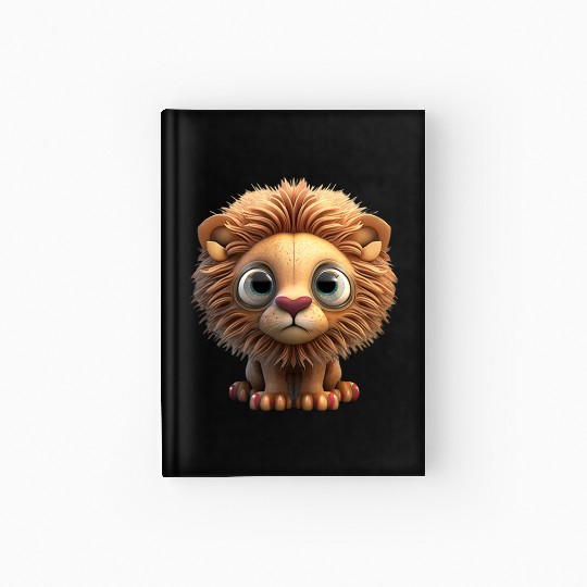 Cute little lion comic character Hardcover Journal