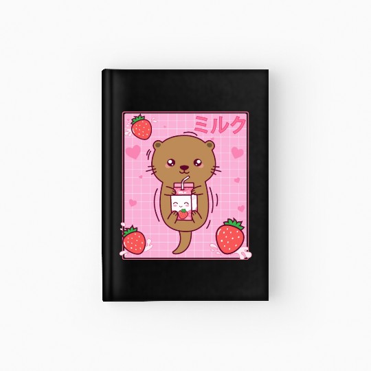 Kawaii Sea Otter Strawberry Milk Shake Otaku Hardcover Journal