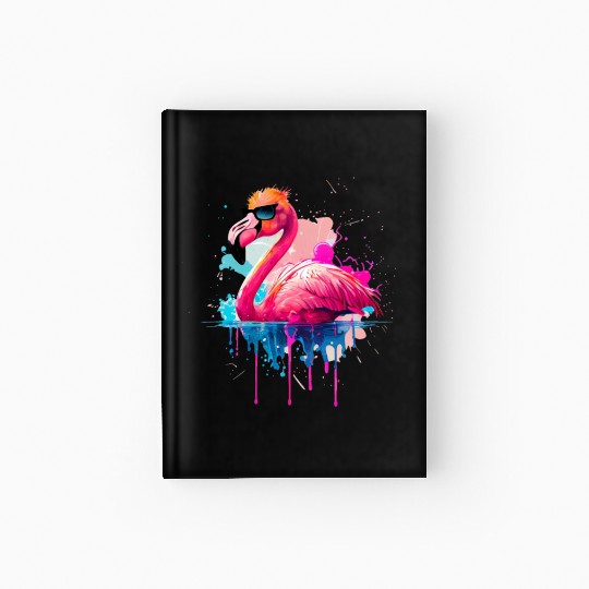 Retro Sunset Pink Flamingo Summer Design Flamingo Hardcover Journal