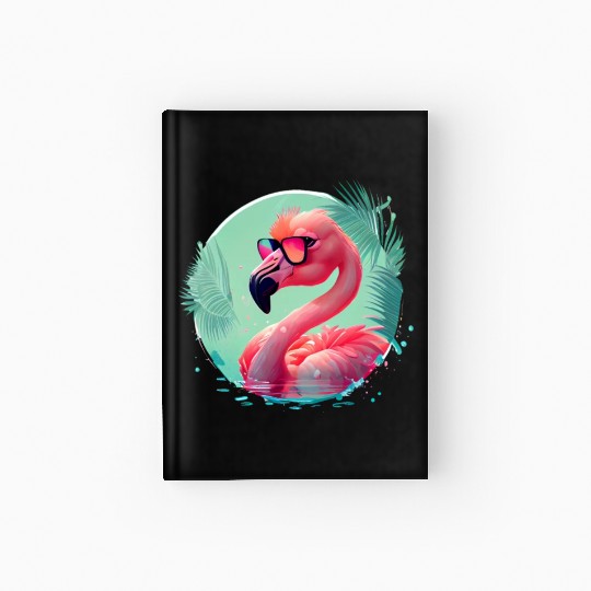 Retro Sunset Pink Flamingo Summer Design Flamingo Hardcover Journal