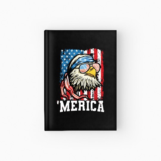 4th of July Bald Eagle USA Flag Patriotic Merica Hardcover Journal