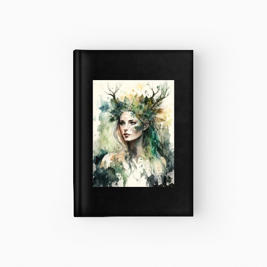 Nature Goddess - Woodland Witchy Forest Greenwoman Hardcover Journal