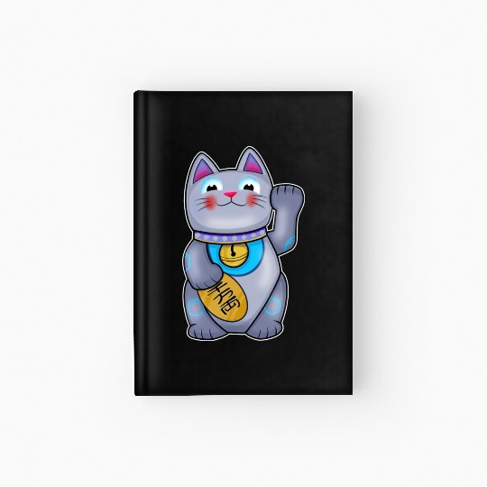 Cute Helpful Maneki Neko Lucky Cat Hardcover Journal