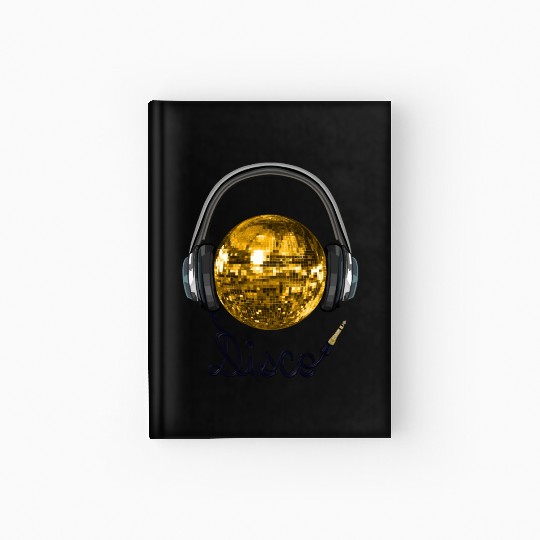 Gold Disco Ball Music Headphones Hardcover Journal