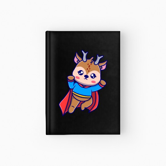 Cute super deer cartoon icon illustration gifts Hardcover Journal