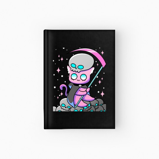 Kawaii Pastel Goth Anime Tarot Card Death Cute Wit Hardcover Journal