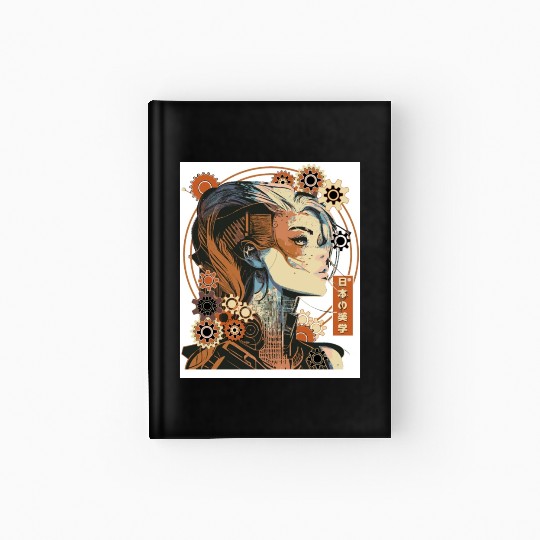 Japanese Aesthetic Steampunk Futuristic Anime Girl Hardcover Journal