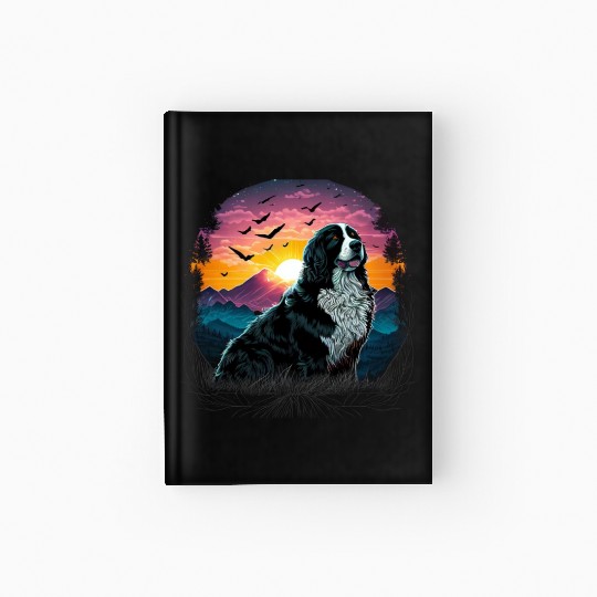 Bernese Mountain Dog with Mountain Sunrise view Hardcover Journal