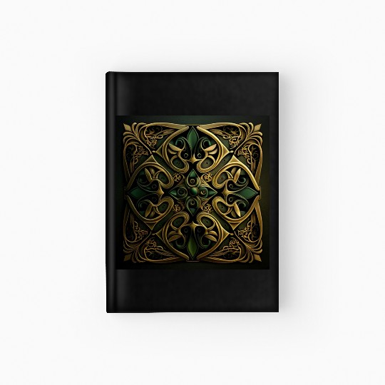 Green Bronze Ornamental Plaid Decoration Pattern Hardcover Journal