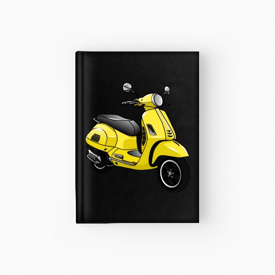 Moped Motorcycle Cartoon Illustration Hardcover Journal