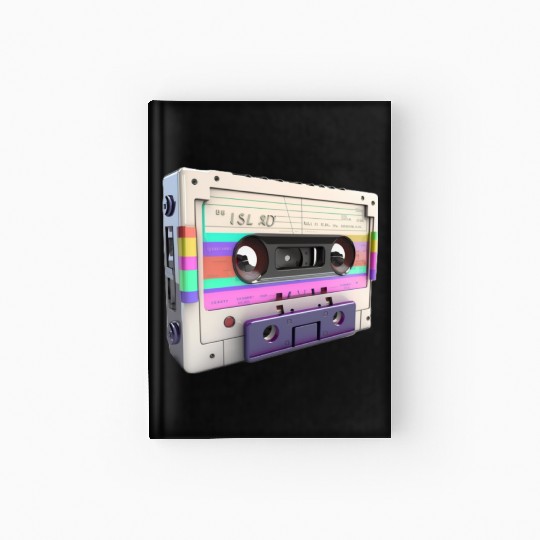 80s Music Cassette Tape : 3D, Neon, 80s songs Hardcover Journal
