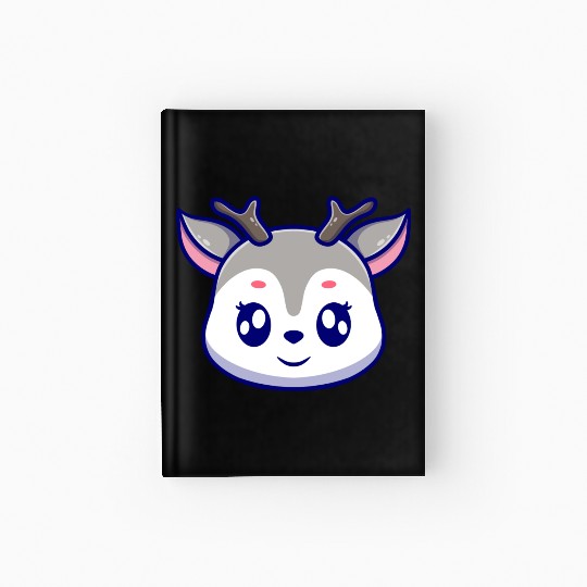 Cute deer cartoon icon illustration gift Hardcover Journal
