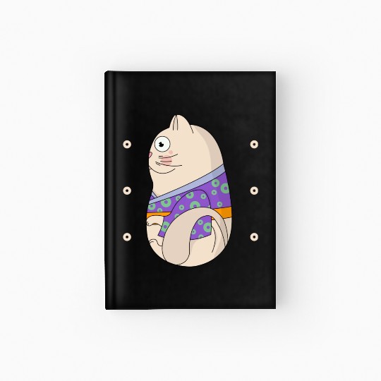 Cute Japanese Cat Side View Open Eyes Hardcover Journal
