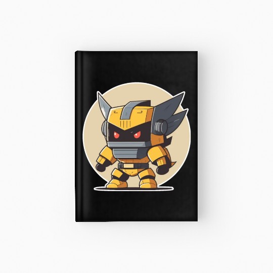 Ninja warrior mech robot kawaii illustration Hardcover Journal