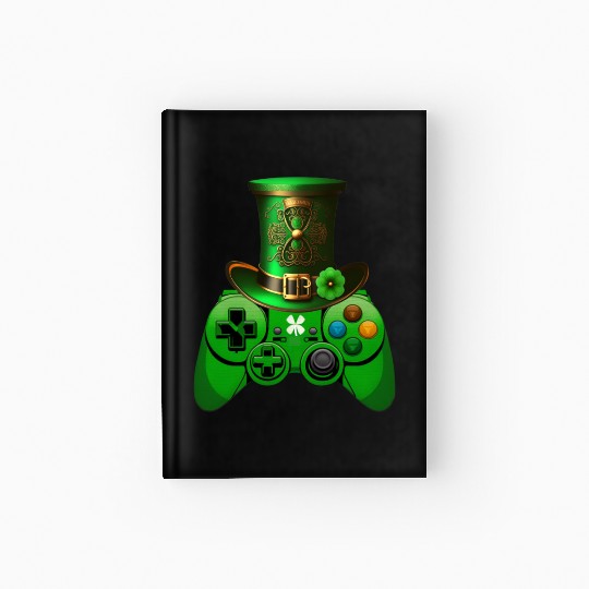 St Patricks Day Video Game Hardcover Journal | Gamer Leprechau