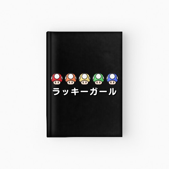Lucky Girl Energy Japanese - Video Game Mushrooms Hardcover Journal