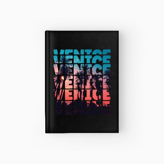 Venice Beach California Vacation Ocean Palm Tree Hardcover Journal