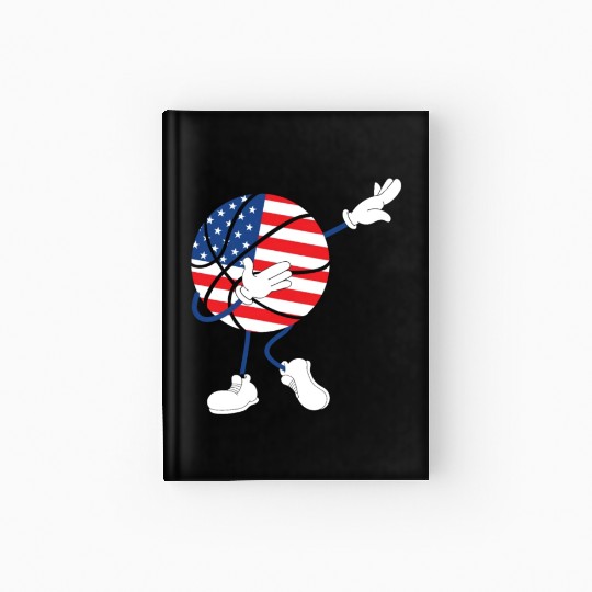 America USA Flag 4th Of July Basketball Player Hardcover Journal