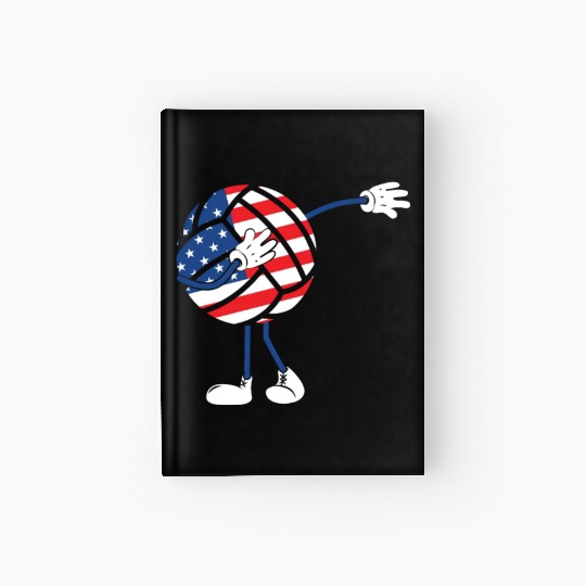 America USA Flag 4th Of July Volleyball Player Hardcover Journal