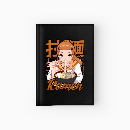 Kawaii Ramen Anime Girl Japanese Noodle Food Hardcover Journal