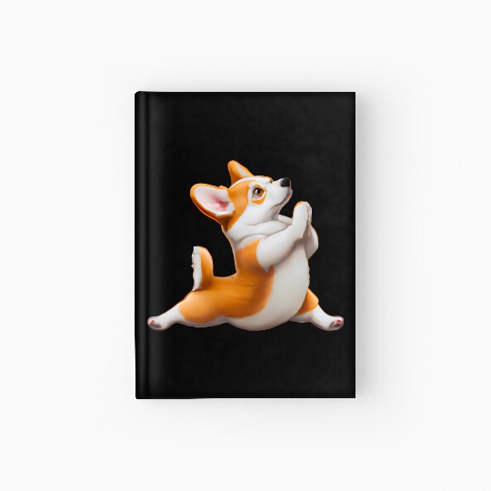 Corgi dog in yoga pose Hardcover Journal
