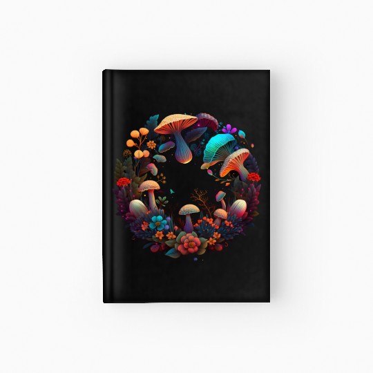 psychedelic art trippy patterns mushroom Hardcover Journal