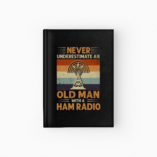 Never Underestimate An Old Man With A Ham Radio Hardcover Journal