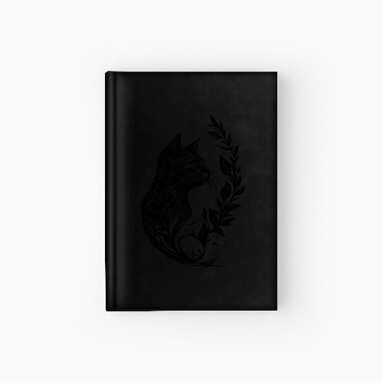 Cute Little Cat In Nature Tattoo Style Hardcover Journal