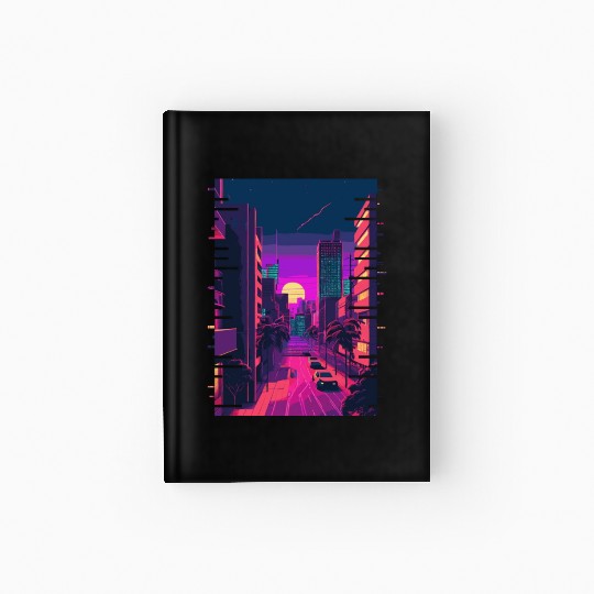 Japanese City Indie Aesthetic Glitch Art 80s 90s V Hardcover Journal