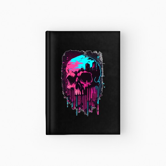 Vaporwave Skull Japanese Edgy Gothic Punk Hardcover Journal