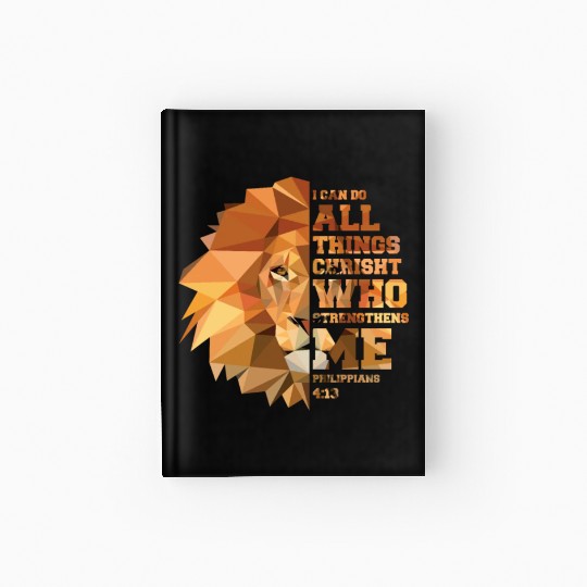 Philippians 4 13 Christian Bible Verse Lion Head Hardcover Journal