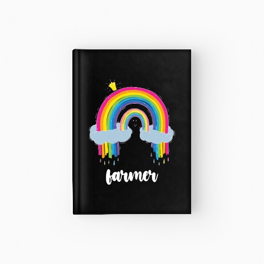 Farmer Farming Cute Boho Rainbow Hardcover Journal