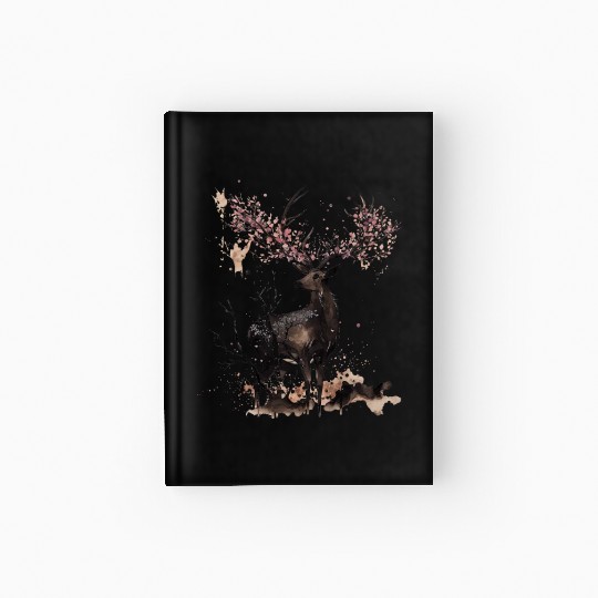 Deer Cherry blossoms Sakura tree Sumie Hardcover Journal