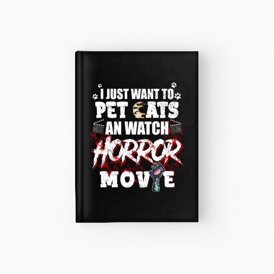 Funny Horror Movie Fan Halloween Cat Lover Gift Hardcover Journal