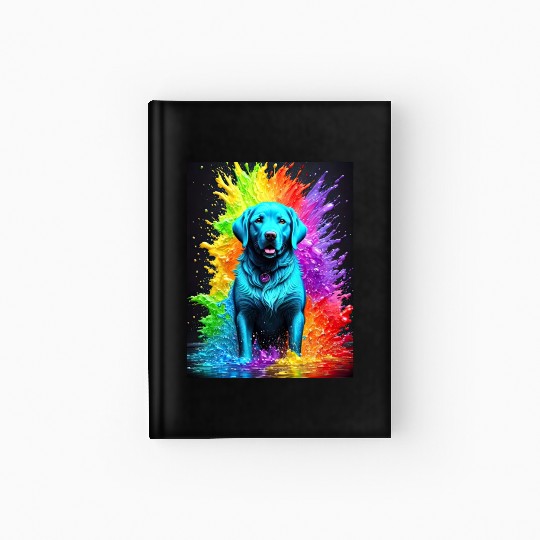 Labrador Retriever with rainbow splashes of colors Hardcover Journal