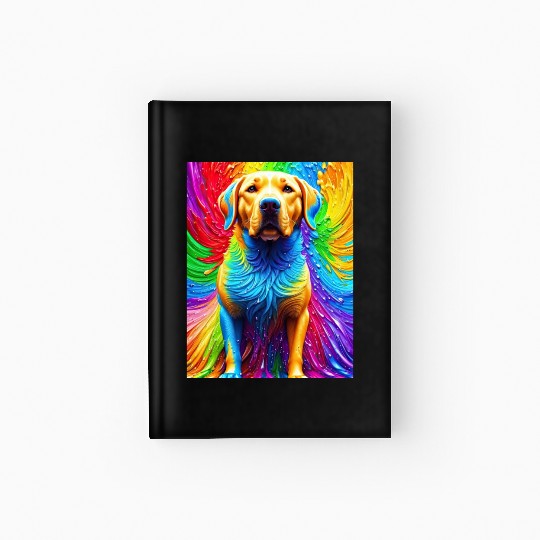 Labrador Retriever with rainbow splashes of colors Hardcover Journal