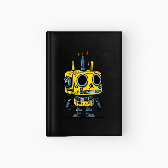 Retro Vintage Yellow Robot Hardcover Journal