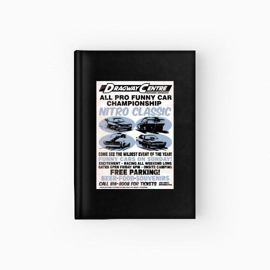 Vintage Hot Rod Classic Drag Racing Poster Hardcover Journal